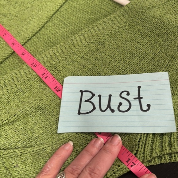 August Silk green baby puff sleeved adjustable sweater cardigan size Large - Picture 9 of 10